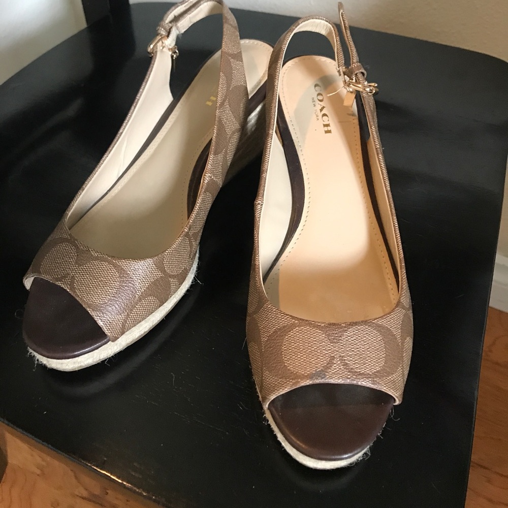 Coach open toe wedge